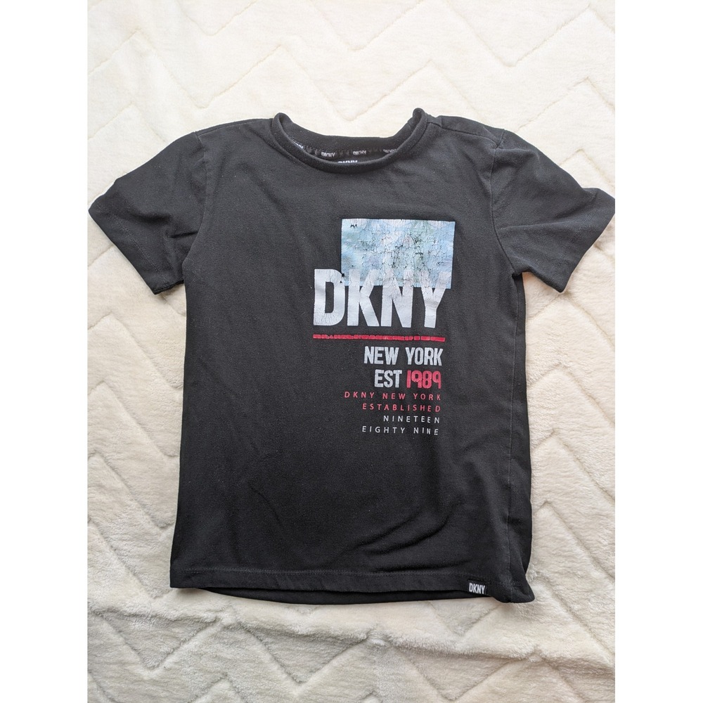DKNY Boys Black Graphic T-Shirt New York Est 1989 Size S 8